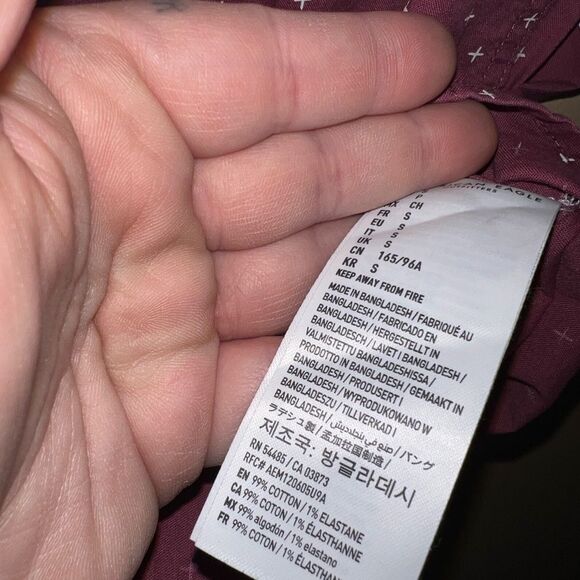 American Eagle Men Micro Dot Button-Up Resort Short Sleeve Shirt Size Small - Picture 5 of 6